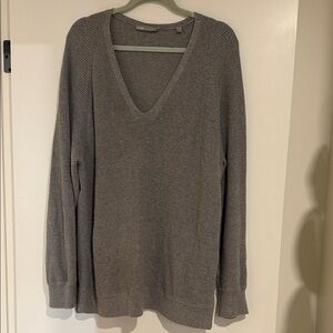 Vince Woman’s Gray Cotton V-Neck Sweater